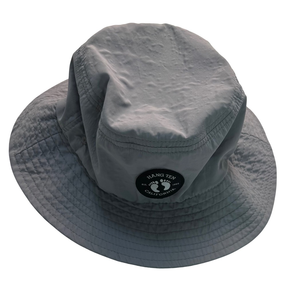 Hang Ten California Mens Grey Bucket Hat Adjustable Chin Strap Sun Hat